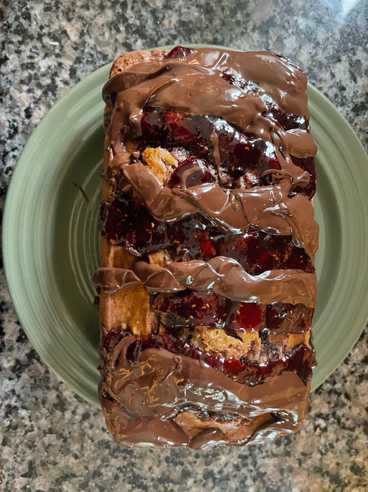 Dark Chocolate Raspberry Banana Bread