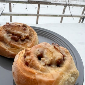 Maple Glazed Pecan Cinnamon Rolls