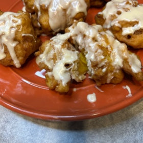 🍑 Easy Homemade Peach Fritters with Maple-Almond Glaze