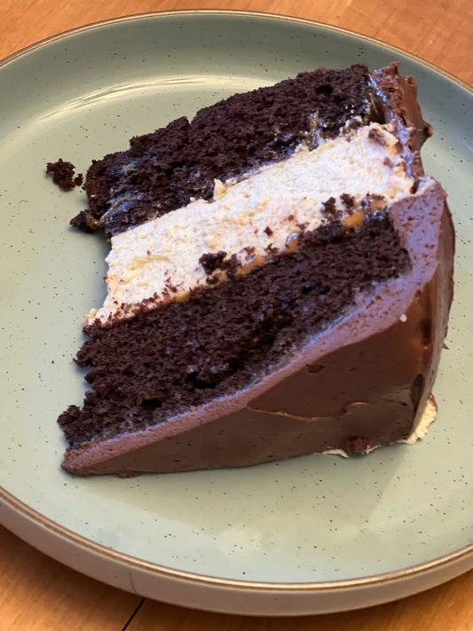 🍫 Moist Chocolate Cake with a Cheesecake Center (Sweetened with Maple Sugar!)