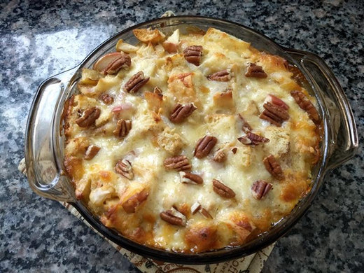 Maple, Apple, and Cheddar Bread Pudding