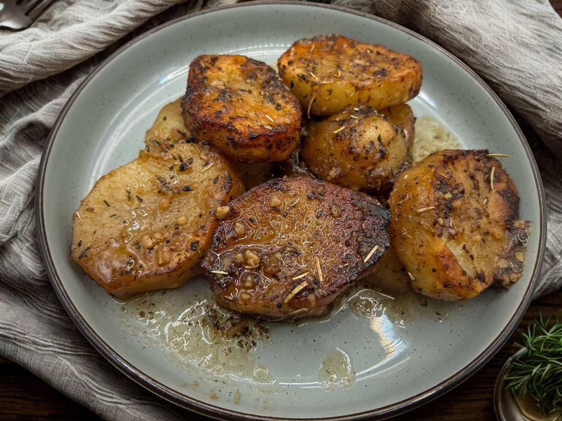 Melting Potatoes with Smoked & Ghosted Maple Syrup (Crispy, Buttery, Savory Side Dish)