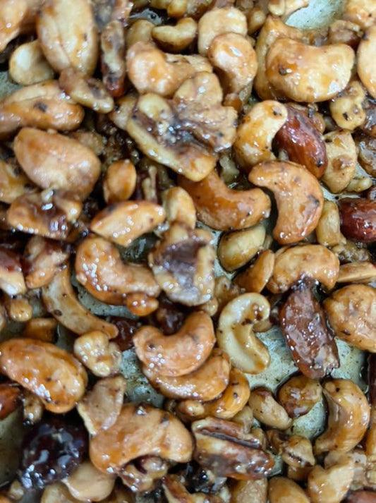 Maple Roasted Spicy Rosemary Nuts