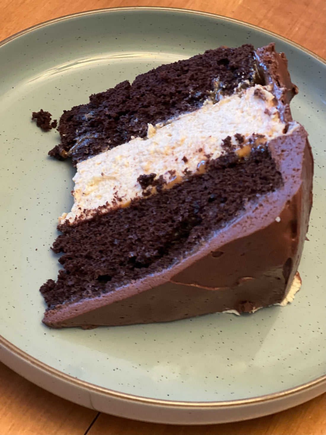🍫 Moist Chocolate Cake with a Cheesecake Center (Sweetened with Maple Sugar!)