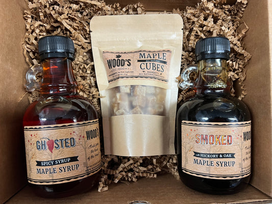 Recipe-Ready Enchilada Maple Box - Featuring Ghosted &amp; Smoked Hickory Maple Syrup, plus Maple Cubes